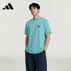 adidas 运动短袖男装季新款休闲跑步训练T恤衫IW3366 浅薄荷色