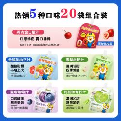 Pororo 啵乐乐金银花柚子汁雪梨枇杷汁蓝莓葡萄汁儿童饮料辅食果汁果泥无添加 混合口味 105g*20袋