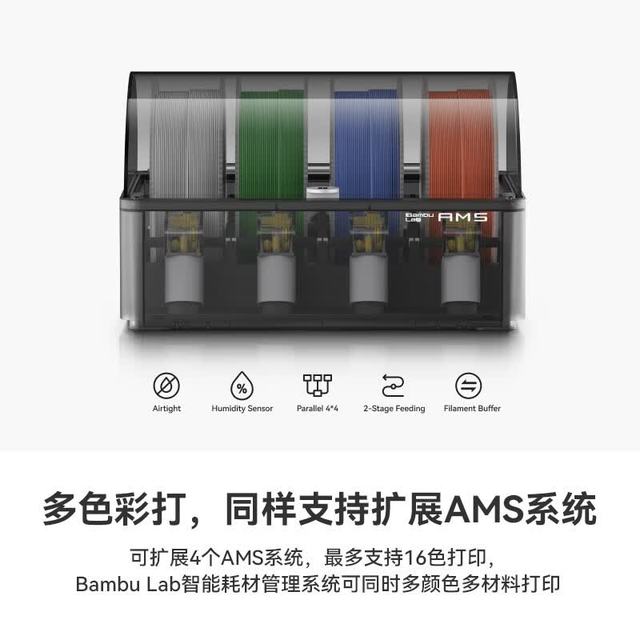 今日必买：Bambu Lab P1SC 3D打印机桌面家用儿童FDM全自动调平大尺寸多色高速3d打印机器 入门款丨多色套装