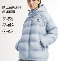 骆驼 女装短款羽绒服冬季新款90绒防风御寒保暖连帽面包服羽绒外套