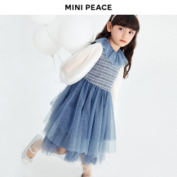 Mini Peace MiniPeace太平鸟童装春秋新女童连衣裙F2FAD3103 藏蓝色