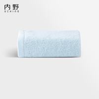 Uchino 纯棉擦脸洗澡毛巾吸水柔软大人儿童简约素色缎边面巾蓝色