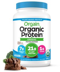 Orgain 有机植物蛋白粉 21g豌豆糙米奇亚籽蛋白 添加菠菜西兰花羽衣甘蓝 无麸质无乳糖无大豆 巧克力软糖味 0.8kg装 成人健身代餐粉