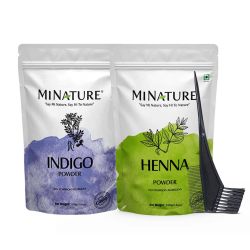minature 天然植物染发粉 海娜靛蓝双色套装 遮白发 深黑棕色 持久染发 无化学添加