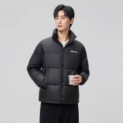 雪中飞 百搭时尚休闲斜插式口袋男女同款短款立领羽绒服 黑色 165/84A