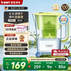 BWT 滤水壶过滤水壶家用过滤器净水壶 4.2L大容量自来水滤水器过滤壶1壶3芯镁离子滤芯
