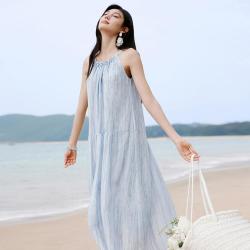 香影 女士度假风挂脖连衣裙 2025夏装