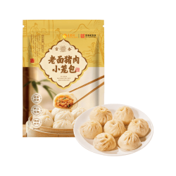 富春 老面猪肉小笼包 500g 速冻包子