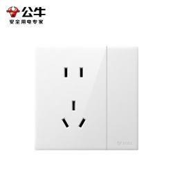 公牛 开关插座 G60系列一开单控五孔带开关插座超薄面板G60E333A亮面白