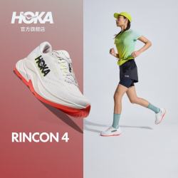 HOKA 女款夏季林康4公路跑步鞋RINCON 4 轻量防滑耐磨缓震舒适 晨霜白/闪柚绿 37