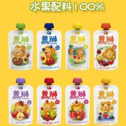 盖狮 100%纯水果泥无额外添加儿童食品便携零食宝宝婴幼儿送辅食谱 口味备注或者随机100g*4袋