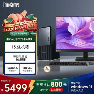 联想 P600 商用办公台式电脑台式机主机(酷睿i5-13420H 16G DDR5 1TB SSD Win11 Office)23.8英寸全套