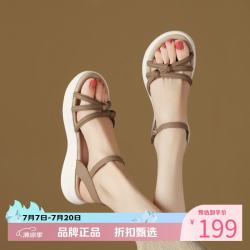 木林森 女鞋增高罗马凉鞋 夏季一字扣带凉鞋休闲运动通勤百搭女士凉鞋子