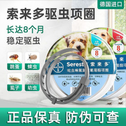 索来多德国拜耳狗狗犬用驱虫项圈 驱避跳蚤蜱虫驱虫药 ≤8kg犬用驱虫项圈 1盒