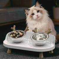 陶瓷双碗猫狗食水碗
