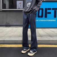 夏季薄款冰丝速干裤美式休闲微喇裤子cleanfit拼接设计感直筒裤