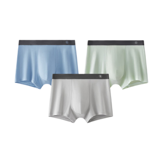 松山棉店 蚕柔莫代尔男士内裤 10A抑菌 蓝色+果绿+浅灰 XL