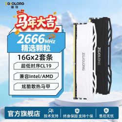疆珑 2666MHz 16Gx2精选颗粒C19台式机ddr4内存条电竞散热灵龙马甲