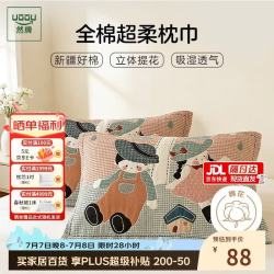 然牌 A类100%纯棉枕巾 防油防汗防脏枕头巾加大加厚 一对装 50*80cm