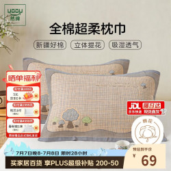 然牌 A类全棉枕巾 高端防油防汗防脏枕头巾 加大加厚 一对装 50*80cm