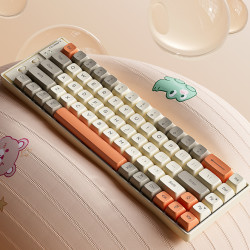 狼途 S69 69键 有线机械键盘 奶白橙 青轴 冰蓝光