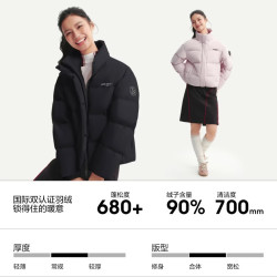 波司登 B260246360DS 90绒加厚立领短款羽绒服 黑色 M