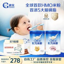 嘉宝 HMO+DHA婴幼儿配方米粉6-12个月高铁米糊 2罐组套