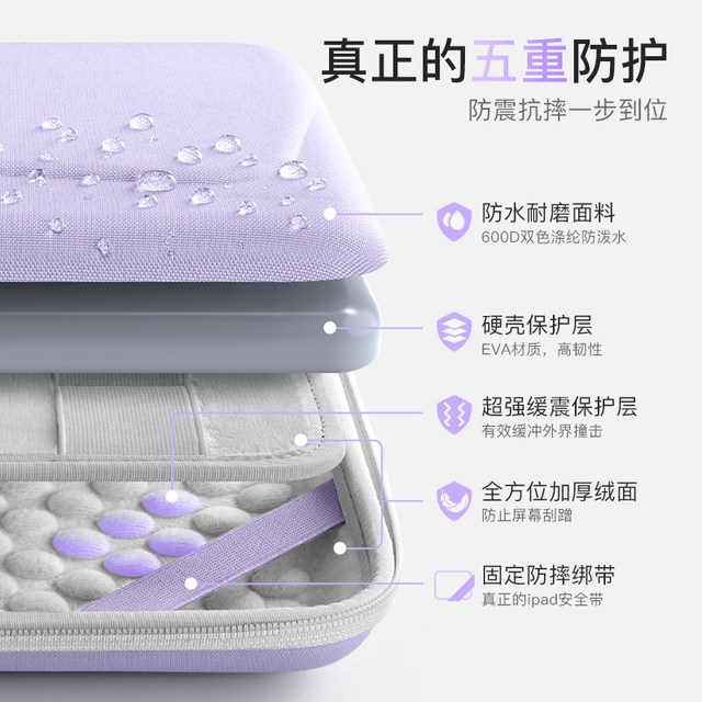 Inateck iPadPro平板收纳包硬壳保护套高级保护壳防弯10.9寸12.9寸Air4/5适配
