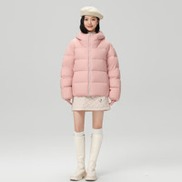 雪中飞 短款廓形加厚连帽羽绒服 蜜樱粉 S