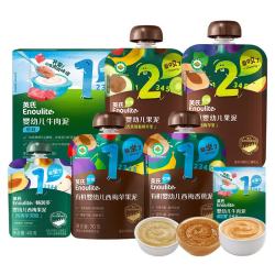 英氏 Engnice）12阶果泥肉泥7袋 4袋有机果泥 牛肉泥 肉泥果泥尝鲜装婴儿辅食