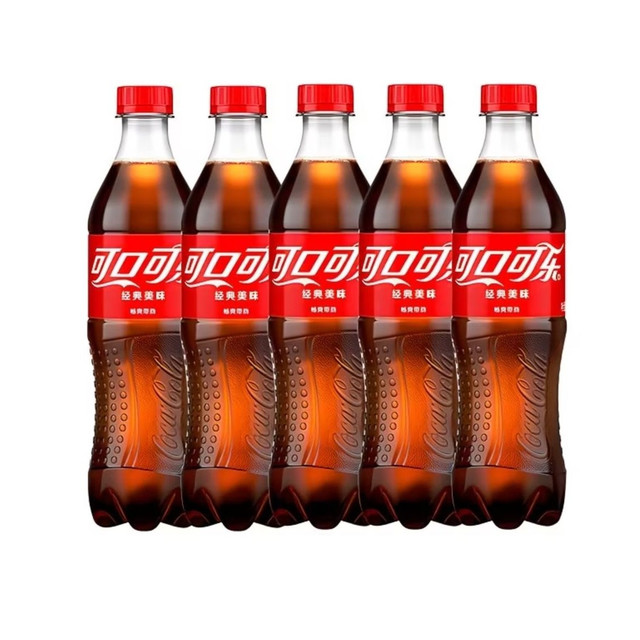 可口可乐 含糖可乐500ml*5瓶装经典口味可乐汽水碳酸饮料聚餐饮品