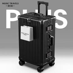 MUSIC TRAVELS 行李箱皮箱女士行李箱2024坚固耐用铝框拉杆箱水杯架大容量旅行箱