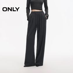 ONLY 2026夏季简约纯色抽绳腰头直筒裤运动休闲裤女