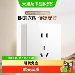 公牛 G59白正五孔 墙壁开关插座 16A+10A 雅白