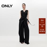 ONLY 夏季女装围裹式腰头深V领垂感阔腿连体休闲裤 126244003