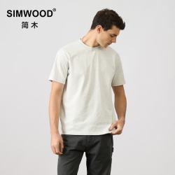 SIMWOOD 简木310g基础纯色重磅打底圆领短袖t恤