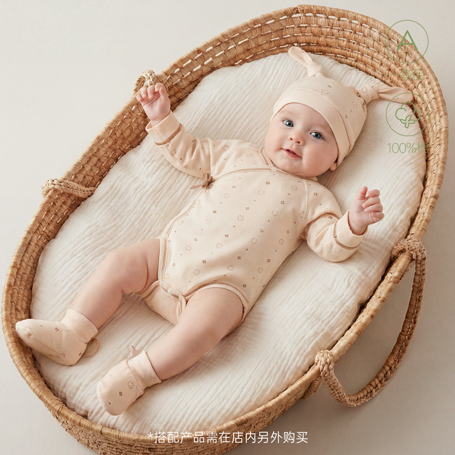 木生棉 宝宝长袖连体包屁衣春秋季新生婴儿无骨和尚服纯棉三角哈衣
