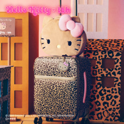 野兽派家居 三丽鸥Hello Kitty豹纹18寸旅行箱行李箱 Hello Kitty 黑皮豹纹