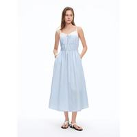 独束 女装缩褶拼接吊带连衣裙2026夏季新品时尚裙子