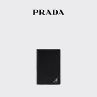 PRADA 男士三角形徽标饰Saffiano牛皮革卡片夹 黑色