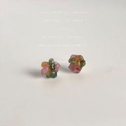 半日逅屿 碧玺925银针森系简约小清新迷你版甜美耳钉耳环 B-475碧玺碎石颜色随机发