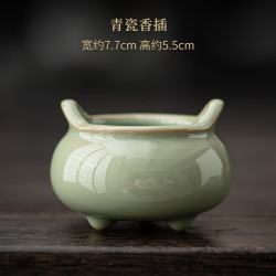 灵沐 仿古摆件室内小号茶桌青瓷香插
