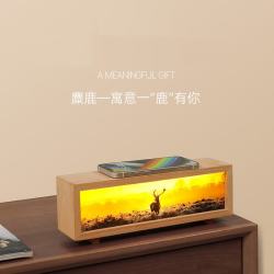 木易 木质拍拍灯无线充电生日礼物氛围装饰灯摆件居家文创摆件520礼物 一路有你—麋鹿长条灯