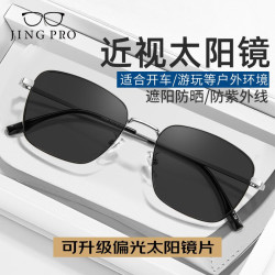 镜邦 近视太阳镜经典飞行员双梁墨镜形男蛤蟆镜偏光开车黑镜框Z 31306黑银 百搭不易过时