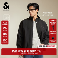 杰克琼斯 杰克·琼斯（JACK&JONES）26年新款秋季夹克宽松立领精致刺绣外套男士 E40黑色