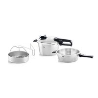 Fissler 菲仕乐 Vitavit Premium / 高压锅套装,4 件(4.5 升 - Ø 22 厘米和压力煎锅 2.5 升 - Ø 22 厘米)包括金属盖,插入式 - 电磁炉可用