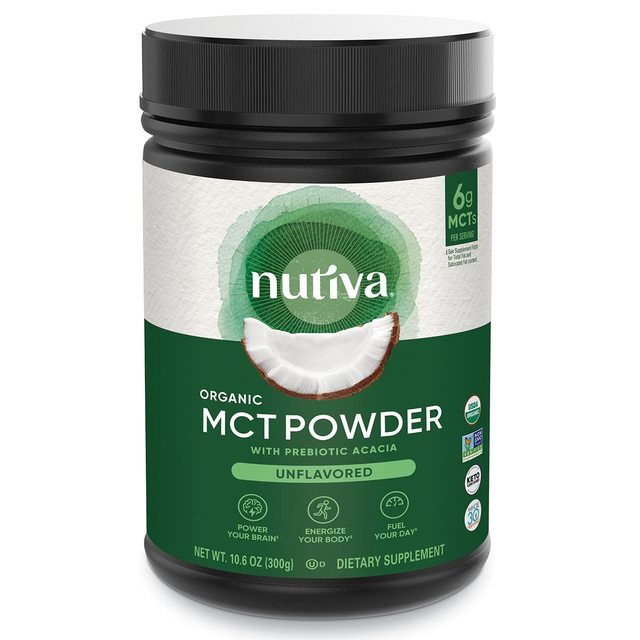 nutiva 有机MCT粉末 益生元纤维 300g 生酮能量 速溶咖啡