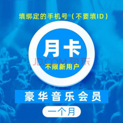 酷狗音乐 豪华vip会员1个月+音乐包三十天（填手机号充值） 300首/月卡 酷狗音乐豪华VIP