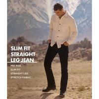 Wrangler Authentics 男士修身直筒牛仔裤 棉弹透气 五袋