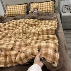 魅森A类全棉双层纱加绒四件套